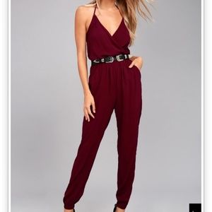 LEARNING TO FLY BURGUNDY JUMPSUIT